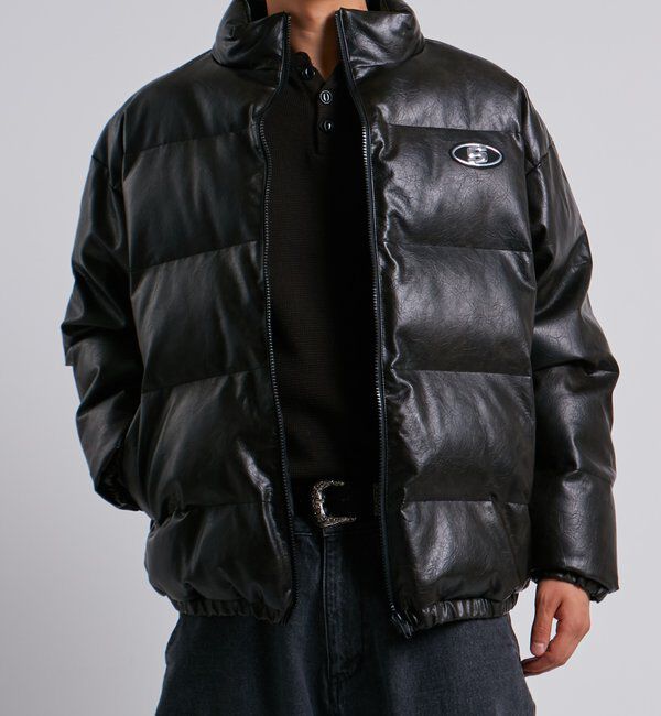  「【UNISEXS】Sロゴヴィンテージライクレザーブルゾン」|ブルゾン・スタジャン|