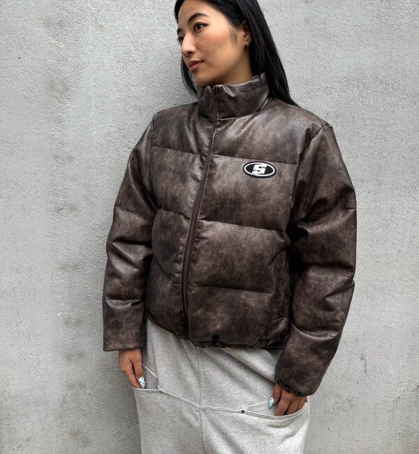  「【UNISEXS】Sロゴヴィンテージライクレザーブルゾン」|ブルゾン・スタジャン|