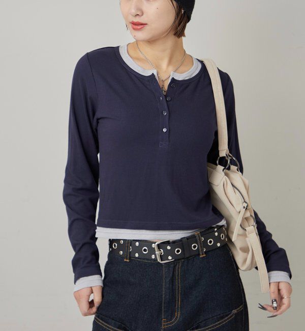  「レイヤードヘンリートップス」|Tシャツ・カットソー|