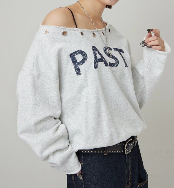  「アイレットオフショルロゴスウェット」|Tシャツ・カットソー|ライトグレー
