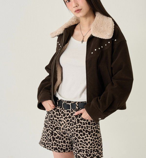  「ボアカラースタッズスウェードブルゾン」|ブルゾン・スタジャン|