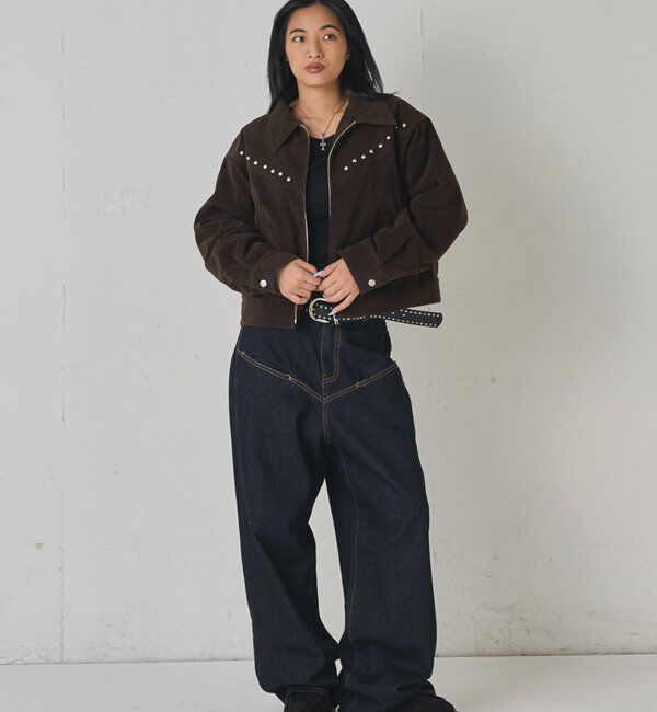  「ボアカラースタッズスウェードブルゾン」|ブルゾン・スタジャン|