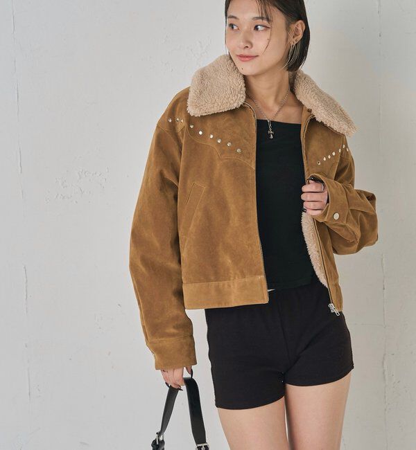  「ボアカラースタッズスウェードブルゾン」|ブルゾン・スタジャン|