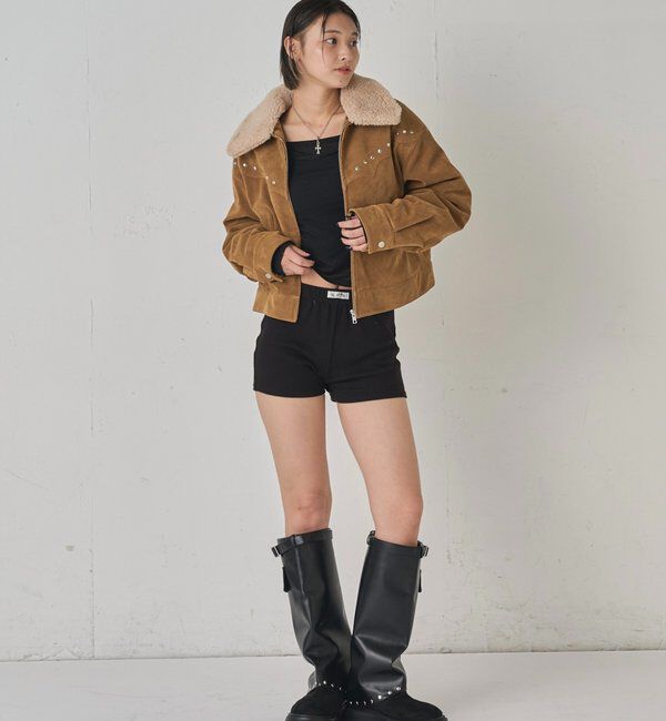  「ボアカラースタッズスウェードブルゾン」|ブルゾン・スタジャン|