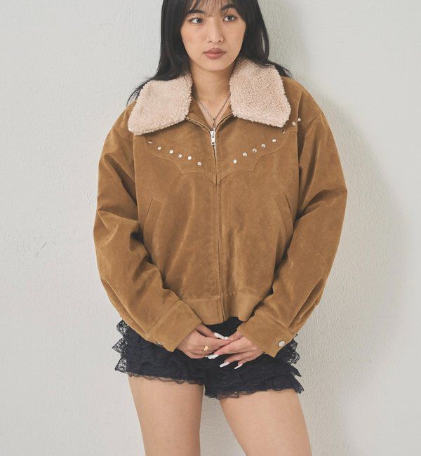  「ボアカラースタッズスウェードブルゾン」|ブルゾン・スタジャン|