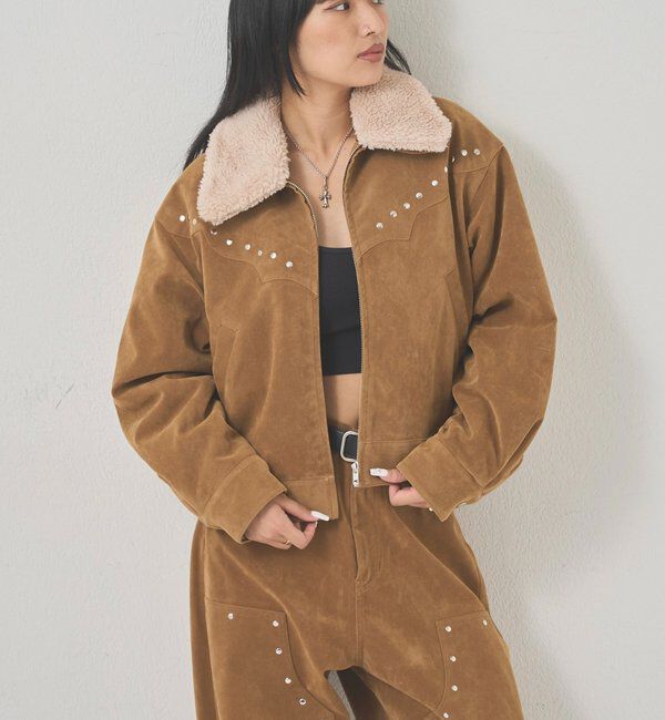  「ボアカラースタッズスウェードブルゾン」|ブルゾン・スタジャン|