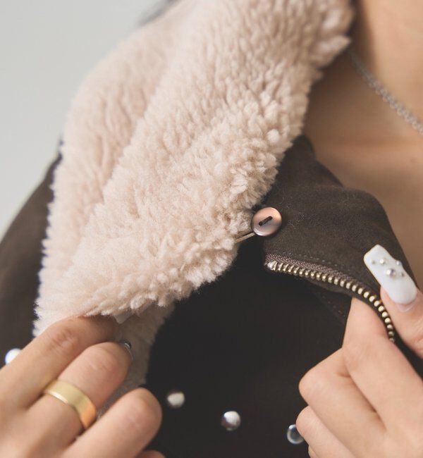  「ボアカラースタッズスウェードブルゾン」|ブルゾン・スタジャン|