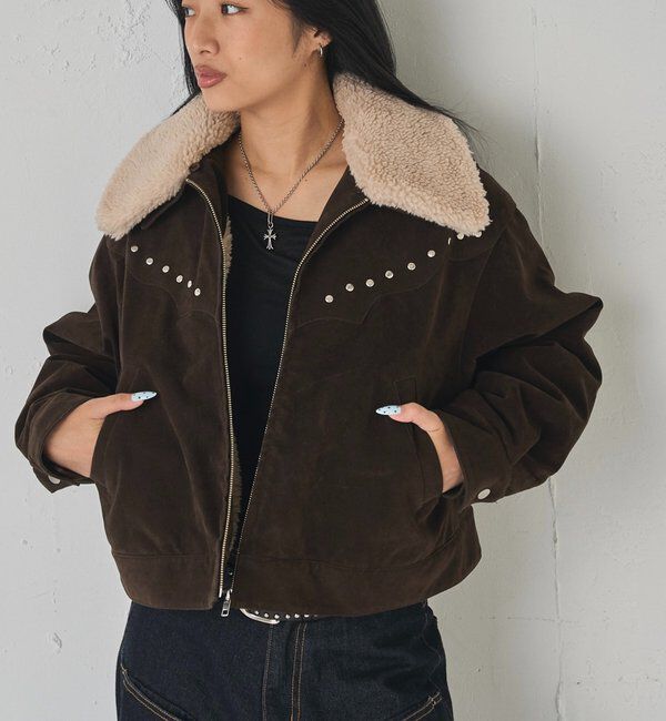  「ボアカラースタッズスウェードブルゾン」|ブルゾン・スタジャン|