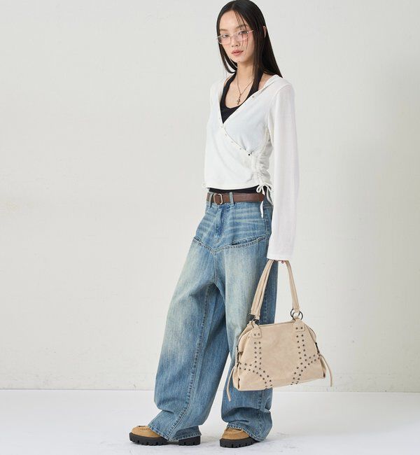  「スタッズリブカシュクールフーディ」|パーカー|