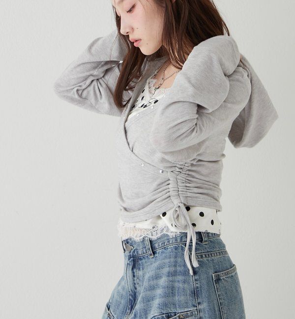  「スタッズリブカシュクールフーディ」|パーカー|