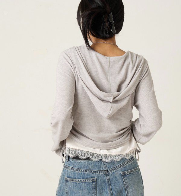  「スタッズリブカシュクールフーディ」|パーカー|