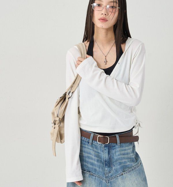  「スタッズリブカシュクールフーディ」|パーカー|