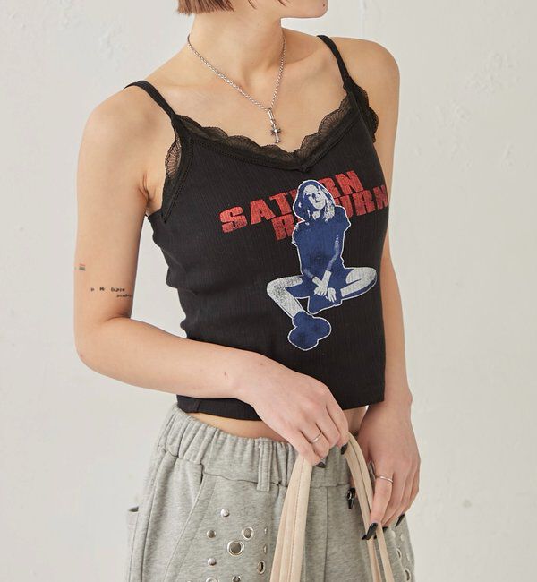  「シャーロットパターンメッシュレースキャミ」|キャミソール|