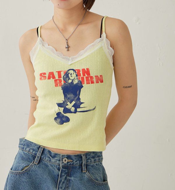  「シャーロットパターンメッシュレースキャミ」|キャミソール|