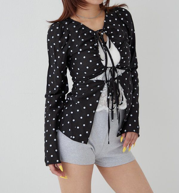  「ギャザーコイルブラウス」|シャツ・ブラウス|ブラック