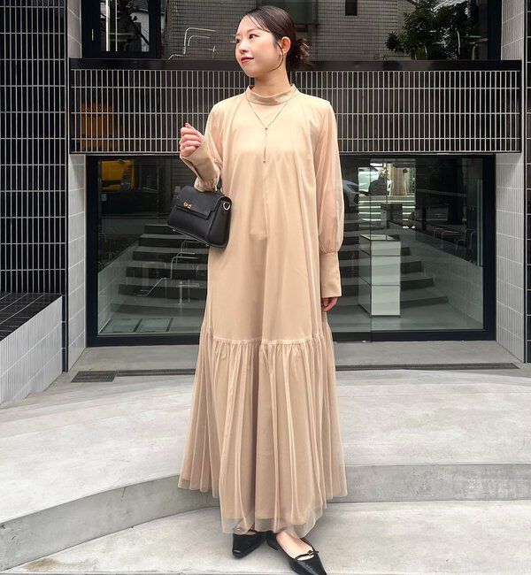  「【オケージョン/サイズ展開あり/人気につき再販】チュールハイネックワンピース」|ワンピース|