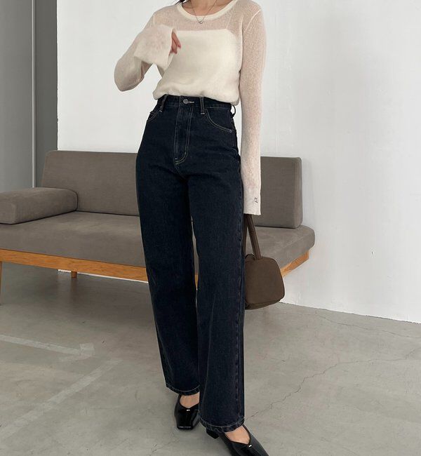  「【コラボ限定カラー/ホワイト・ベージュ】13ozハイウエストストレートデニム」|デニム|