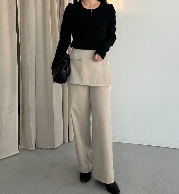  「【低身長サイズあり】ミニレイヤードパンツ」|チノ|