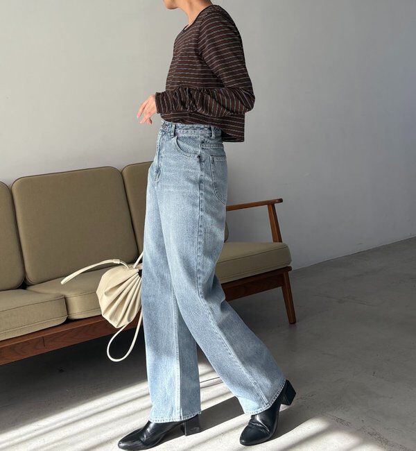  「バックUネッククロップボーダーTシャツ」|Tシャツ・カットソー|