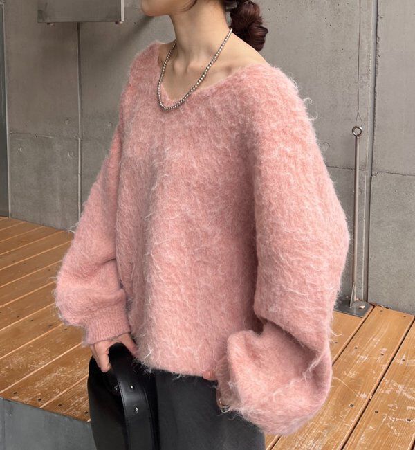  「【着映えニット】シャギーＶネックプルオーバー」|ニット・セーター|