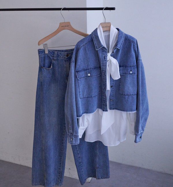  「デニムオーバーショートシャツ」|シャツ・ブラウス|