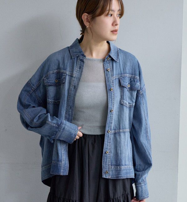  「シアーデニムシャツ」|シャツ・ブラウス|ネイビー