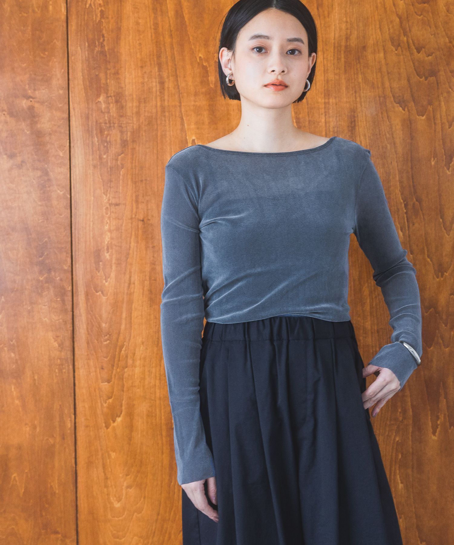 A part by 「新色追加【前後2WAY】シアーベロアカットソー_長袖」|Tシャツ・カットソー|ブルー