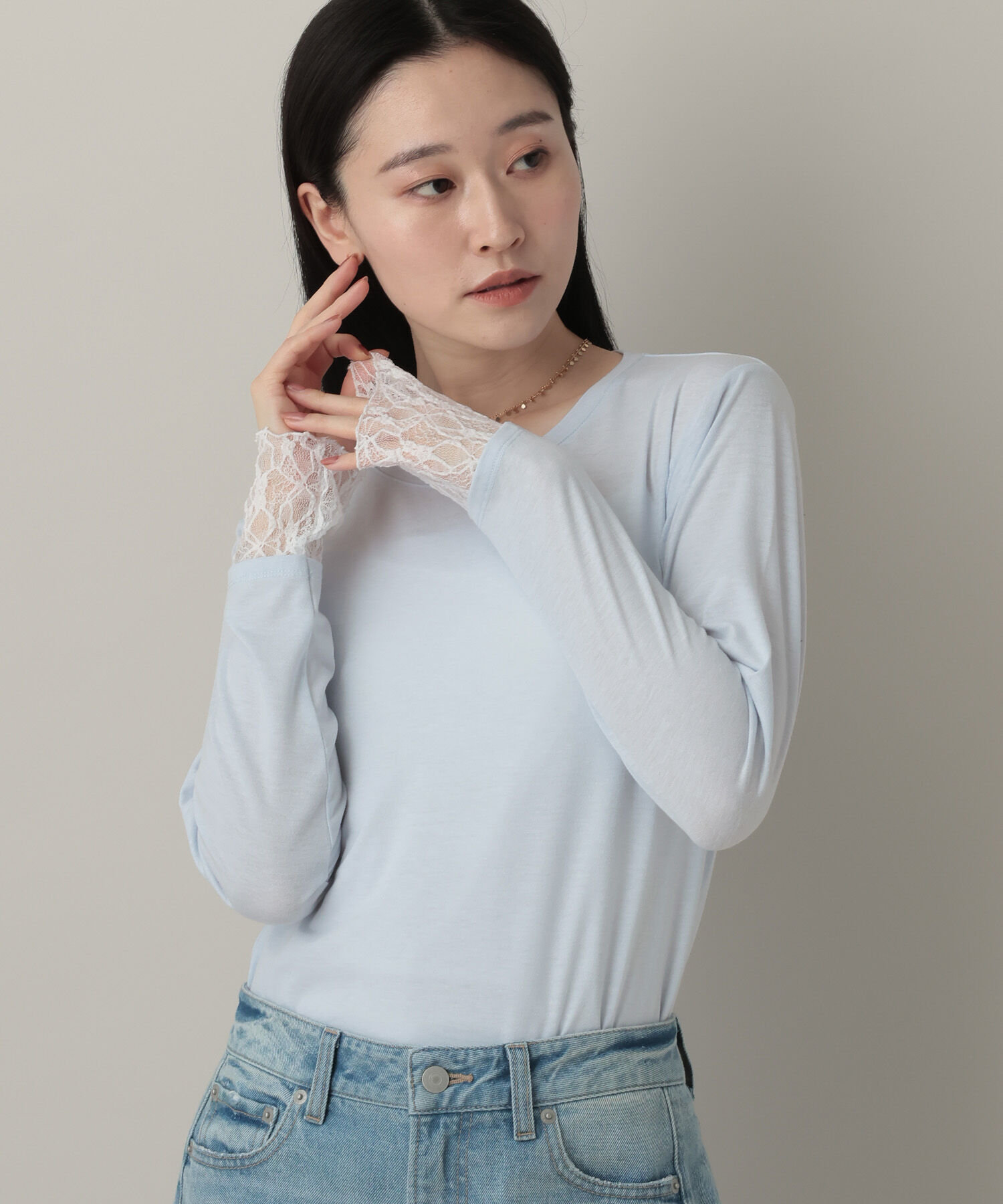 A part by 「レースレイヤードスリーブ_長袖」|Tシャツ・カットソー|