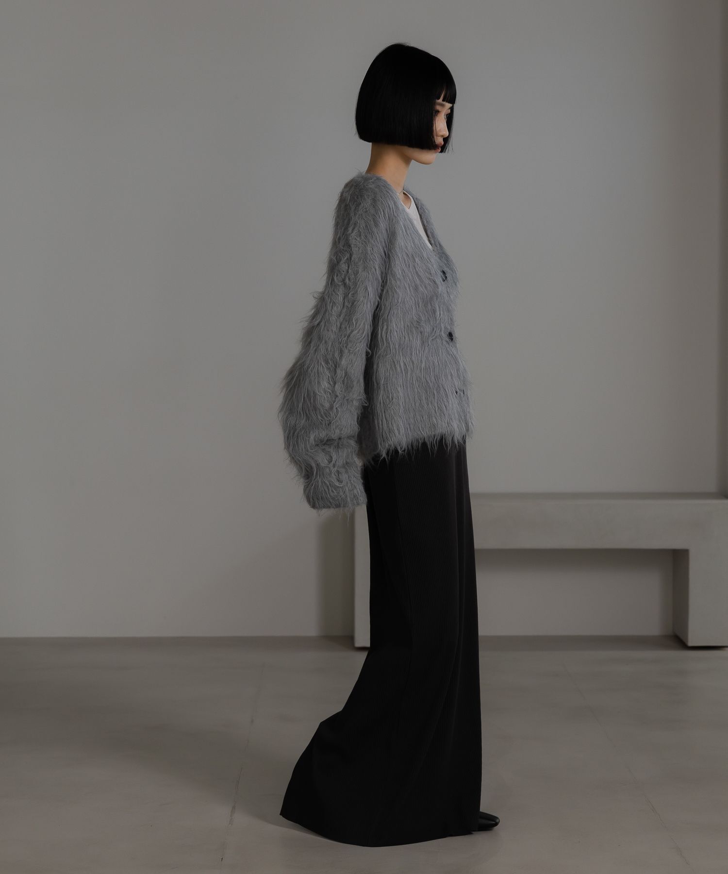 LOWRYS FARM「シャギーショートＶカーディガン」|ニット・セーター|