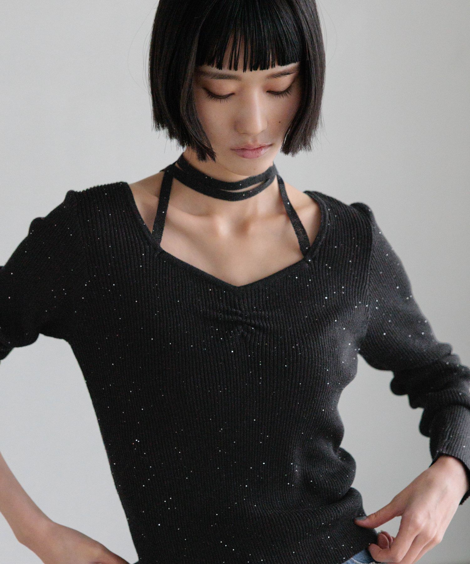 LOWRYS FARM「ギャザースパンコールニット」|ニット・セーター|