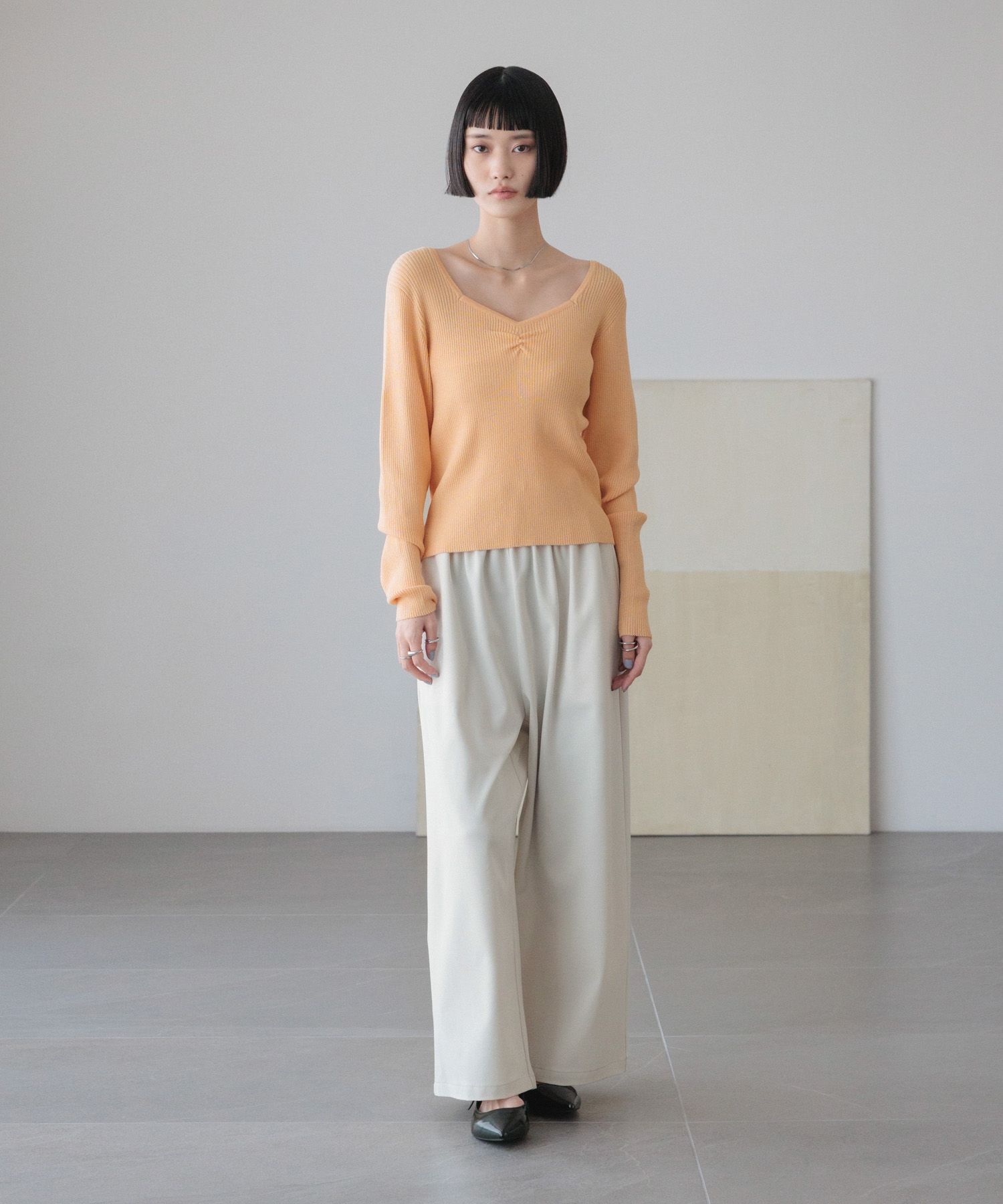 LOWRYS FARM「ギャザースパンコールニット」|ニット・セーター|