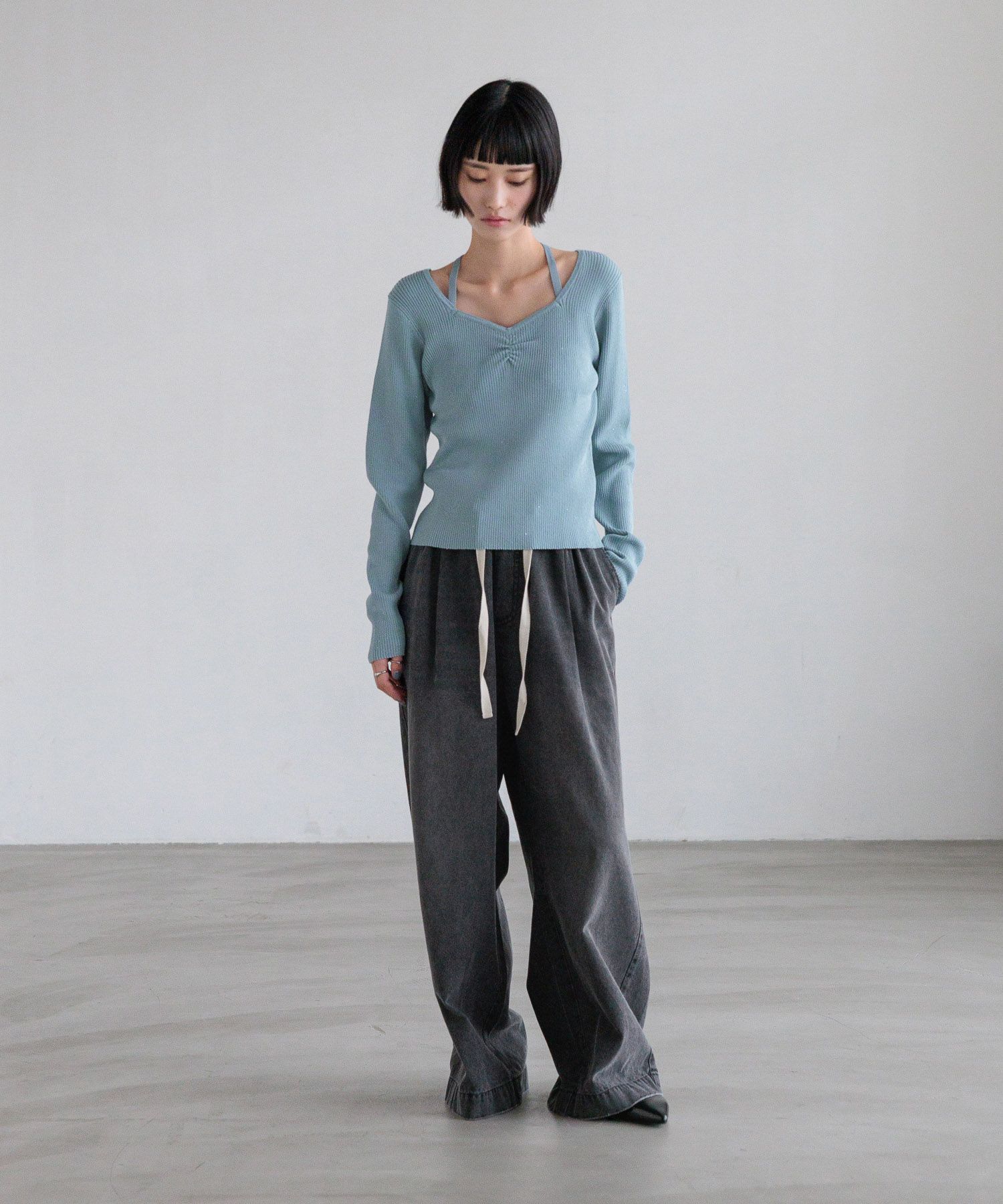 LOWRYS FARM「ギャザースパンコールニット」|ニット・セーター|