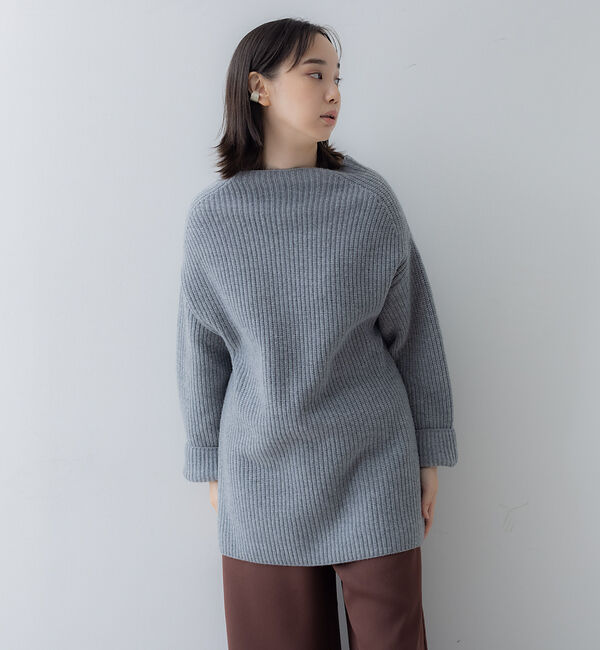 collex「オフネックリブニットチュニック」|ニット・セーター|