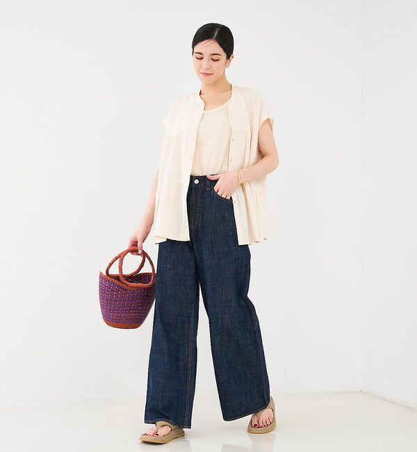 collex「ニャリガバスケット ニケチェック S ライラック」|かごバッグ|