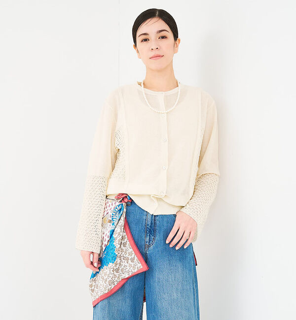 collex「リネンタッチ透かし柄カーディガン」|カーディガン|