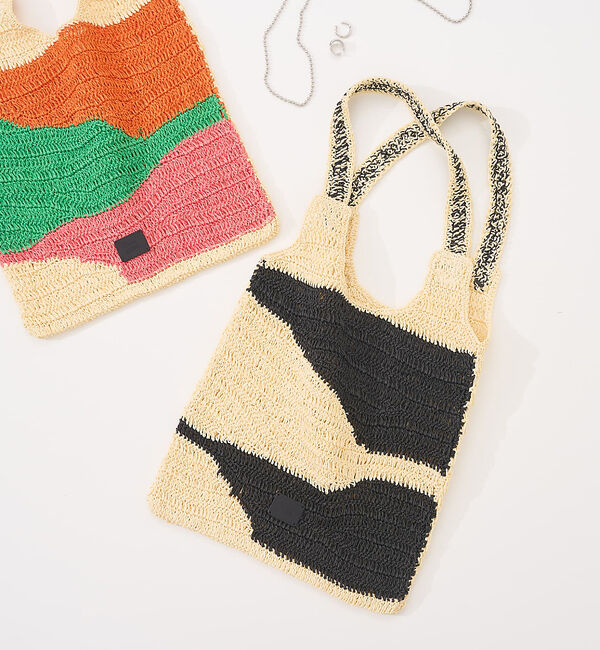 collex「【Swaraj /スワラージ】手編み ゼブラ ラフィアトートバッグ」|トートバッグ|