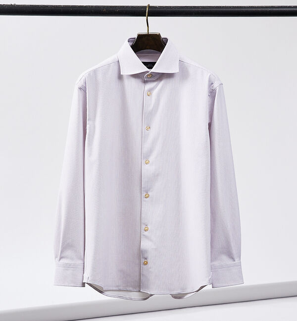 ABAHOUSE「【FLEX SHIRTS / Dry Moment使用】ミジン ストライプシャツ」|シャツ・ブラウス|ラベンダー