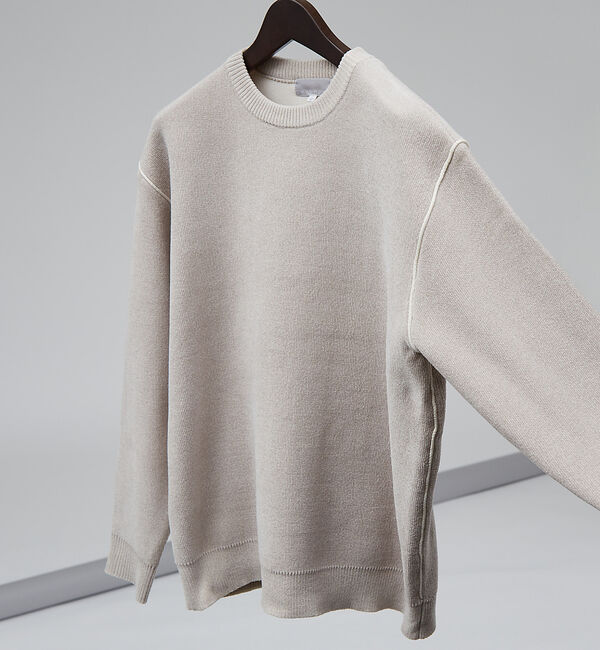 ABAHOUSE「ダブルフェイス モール プルオーバー 長袖ニット」|ニット・セーター|ライトベージュ