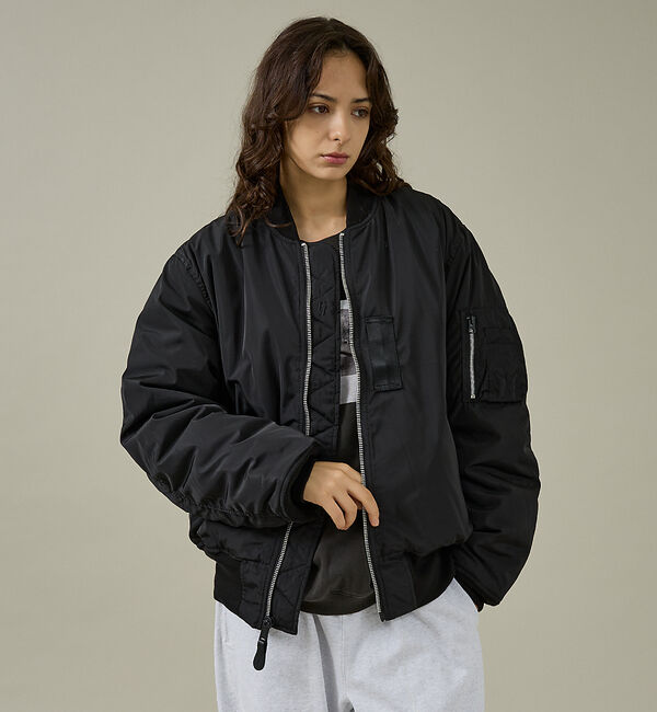 ABAHOUSE「【Valley Apparel / バレーアパレル】LIGHT MA-1 フライ」|ミリタリー・モッズコート|ブラック