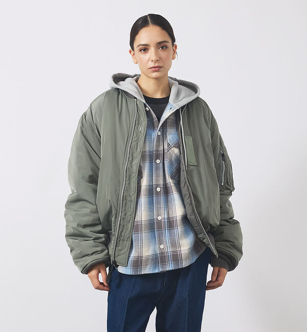 ABAHOUSE「【Valley Apparel / バレーアパレル】LIGHT MA-1 フライ」|ミリタリー・モッズコート|グレー