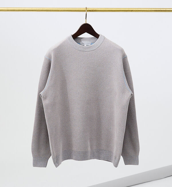 ABAHOUSE「ダブルフェイス モールカノコ プルオーバー ライン切替えニット」|ニット・セーター|グレー