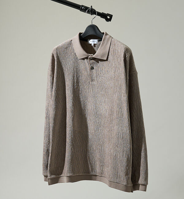 ABAHOUSE「ベロアプリーツ ニットポロシャツ / オーバーサイズ」|ポロシャツ|