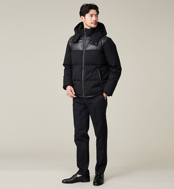 ABAHOUSE「【700FP】レザーライクコンビ ダウンジャケット」|ダウン|