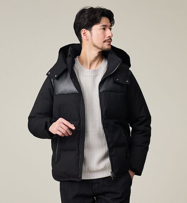 ABAHOUSE「【700FP】レザーライクコンビ ダウンジャケット」|ダウン|
