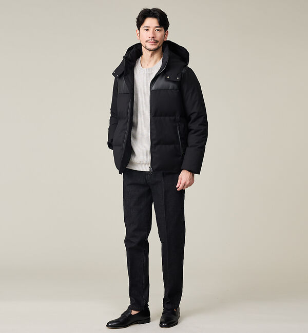 ABAHOUSE「【700FP】レザーライクコンビ ダウンジャケット」|ダウン|