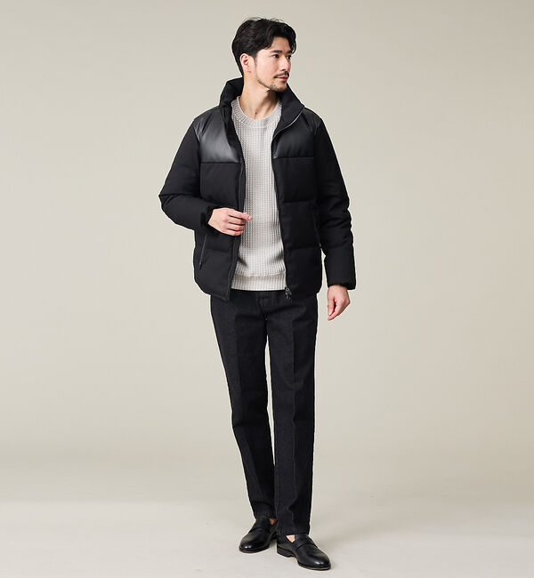 ABAHOUSE「【700FP】レザーライクコンビ ダウンジャケット」|ダウン|