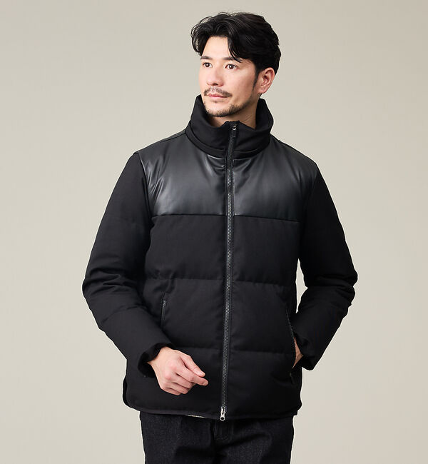 ABAHOUSE「【700FP】レザーライクコンビ ダウンジャケット」|ダウン|