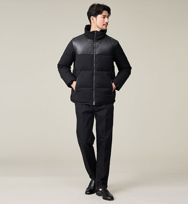 ABAHOUSE「【700FP】レザーライクコンビ ダウンジャケット」|ダウン|