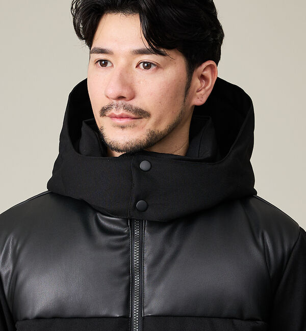 ABAHOUSE「【700FP】レザーライクコンビ ダウンジャケット」|ダウン|