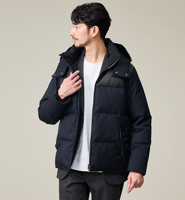 ABAHOUSE「【700FP】レザーライクコンビ ダウンジャケット」|ダウン|